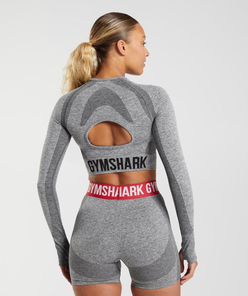 Przycięte Topy Gymshark Flex Long Sleeve Damskie Szare | PL 789MDO